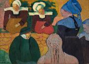 Emile Bernard Breton Women at a Wall oil painting on canvas